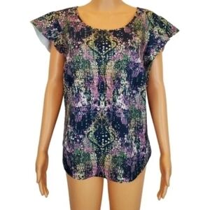 Forever Audrey floral short sleeve blouse